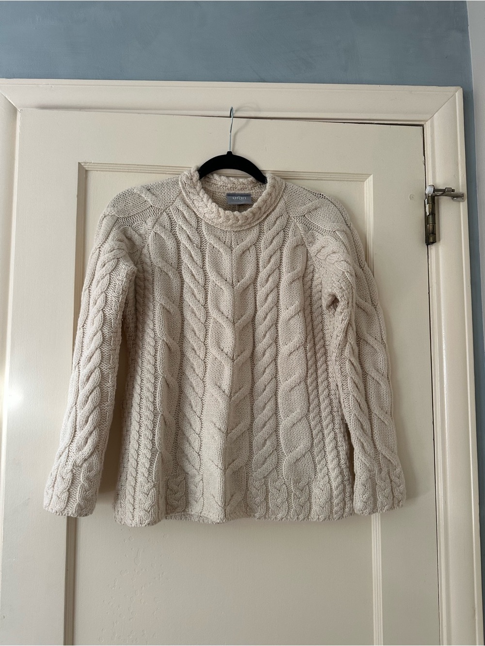 Aran Irish Chunky Cable Knit Sweater 100% Wool - Cream
